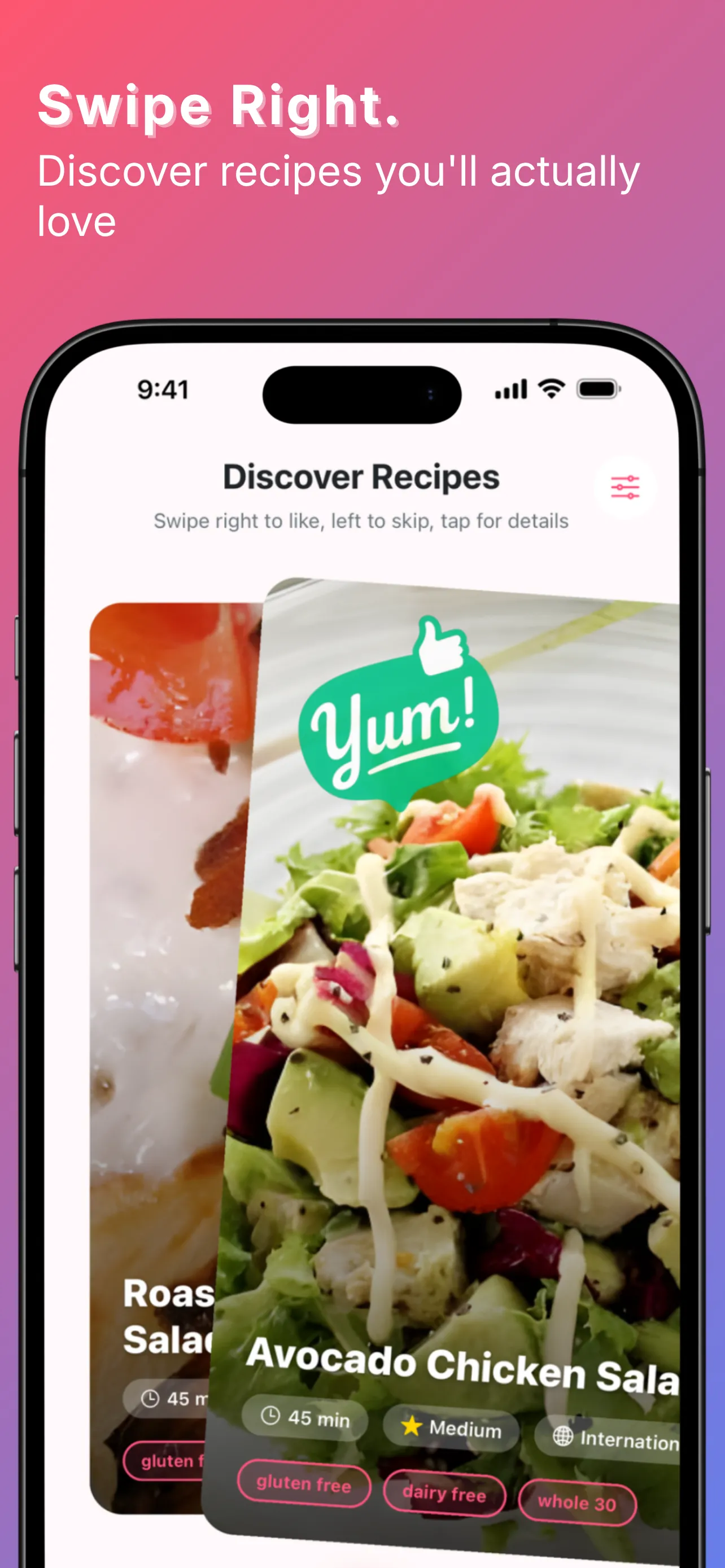 Swipe to discover recipes