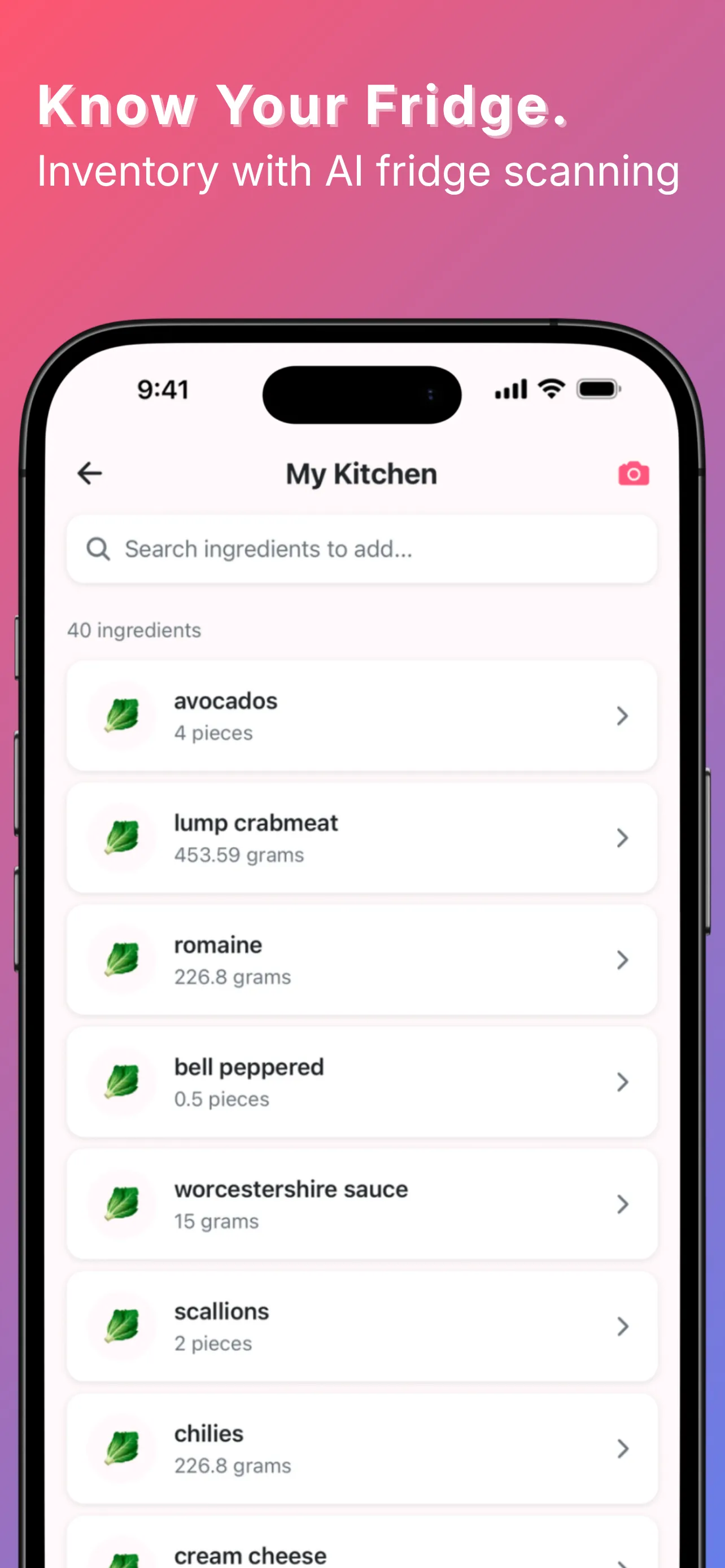 Fridge inventory populated by AI scan
